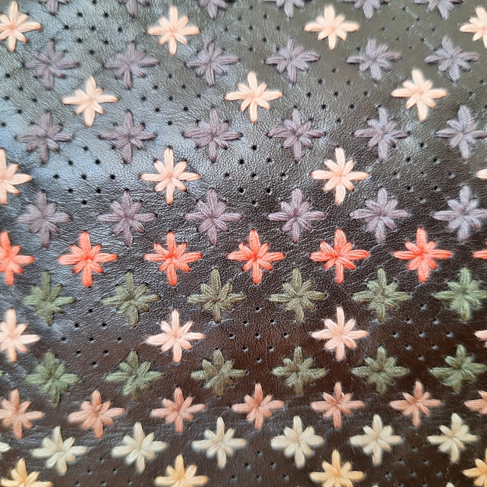 Radley Floral Embroidered Leather Satchel Ditsy Rainbow Country Grandma Black - Picture 2 of 15